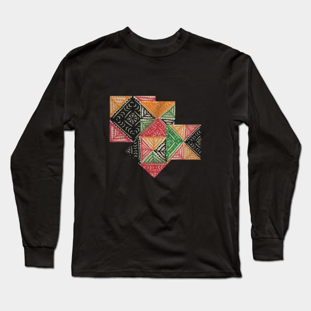 Rilli Quilt Pattern Long Sleeve T-Shirt by murshid